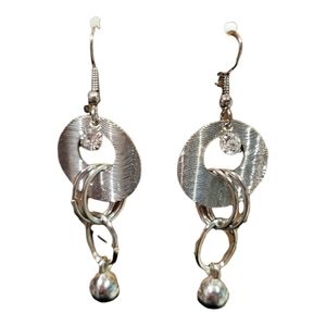 Silver dangle drop earrings with hook back